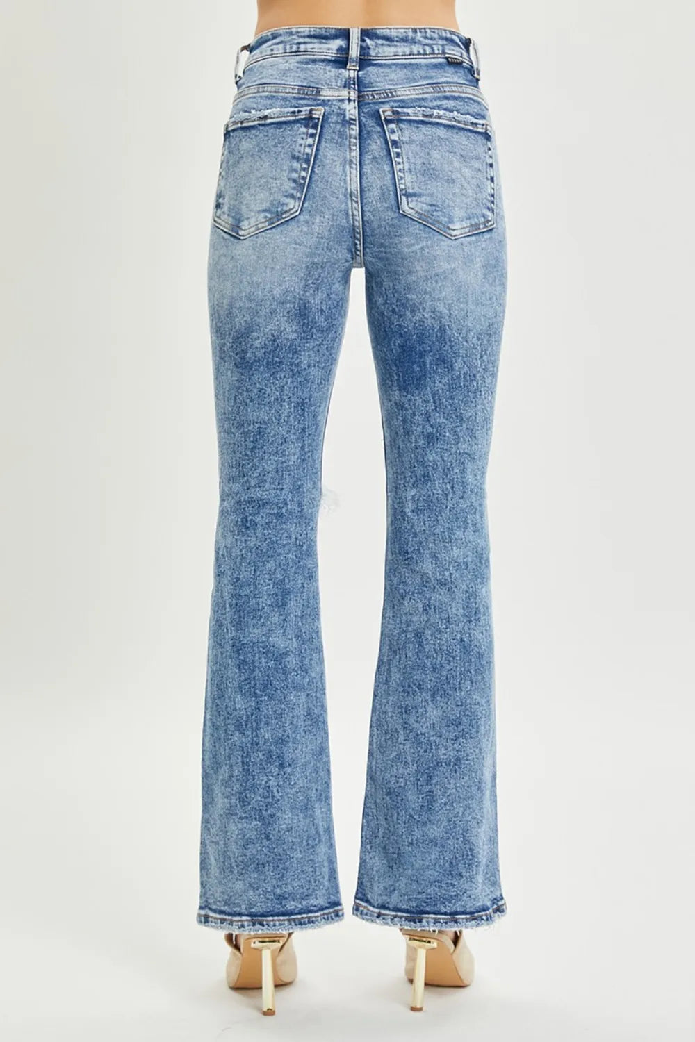 RISEN Full Size High Rise Distressed Flare Jeans - Jeans Junction Online