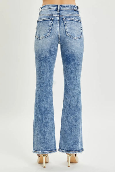 RISEN Full Size High Rise Distressed Flare Jeans - Jeans Junction Online