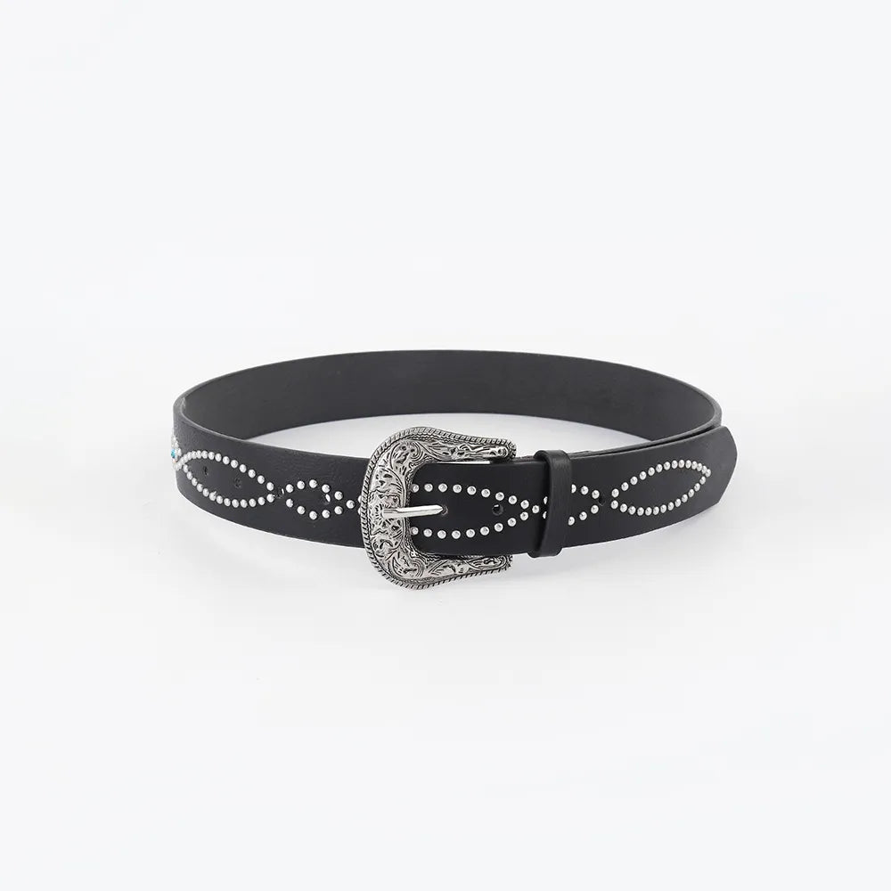 PU Leather Rhinestone Belt - Jeans Junction Online