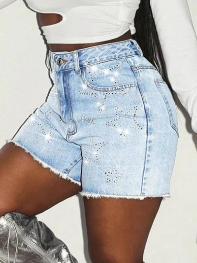 Star Raw Hem Denim Shorts - Jeans Junction Online