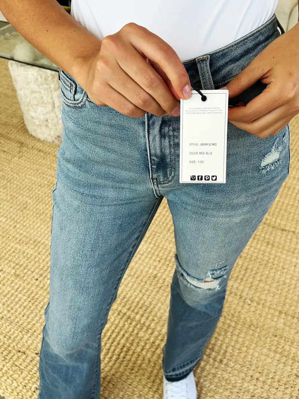 Judy Blue Full Size Mid Rise Destroyed Hem Distressed Jeans - Jeans Junction Online