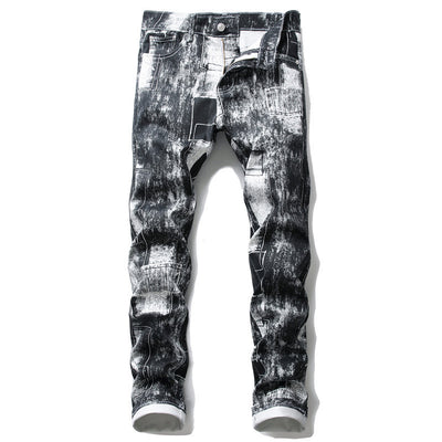 Printed Casual Pants Men's Slim White Flower Pants Fashion Trendy Pants - Jeans Junction Online