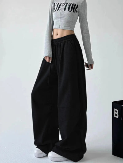 Oversized Wide Leg Drawstring Pants - Jeans Junction Online