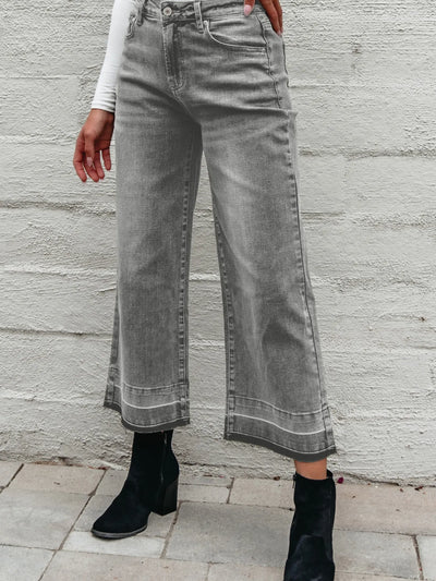 High Waist Wide Leg Washed Jeans - Jeans Junction Online