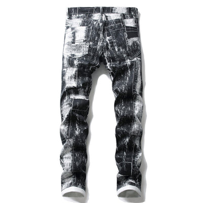 Printed Casual Pants Men's Slim White Flower Pants Fashion Trendy Pants - Jeans Junction Online
