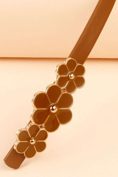 Flower Decor Skinny PU Belt - Jeans Junction Online