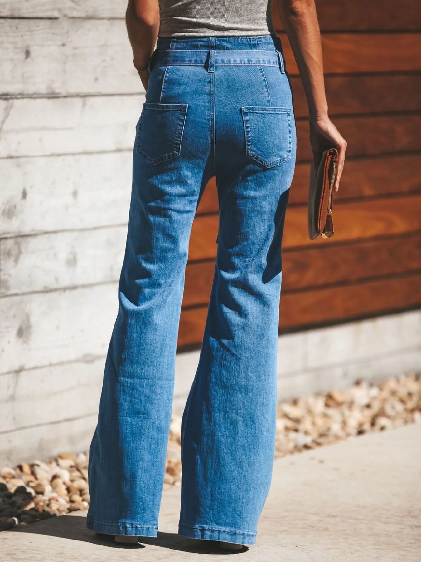 High-Waisted Tie-Front Flare Jeans - Jeans Junction Online