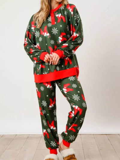 Christmas Long Sleeve Top and Pants Lounge Set - Jeans Junction Online