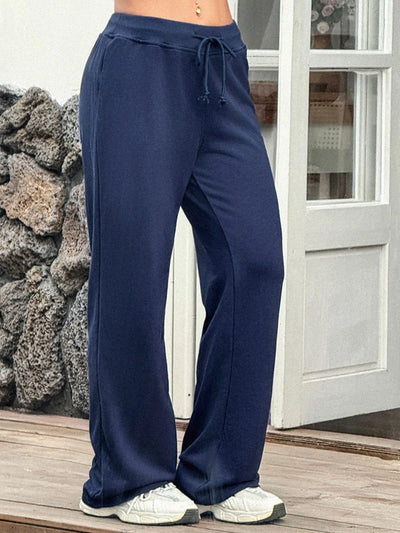 Drawstring Wide Leg Active Pants - Jeans Junction Online