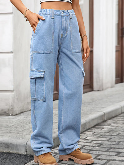 High-Waisted Cargo Jeans - Jeans Junction Online