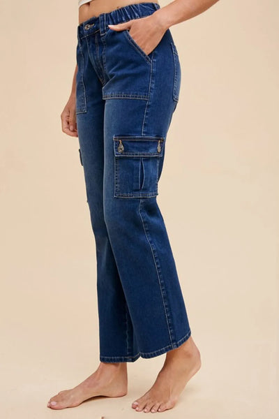 Annie Wear Straight Leg Jeans with Cargo Pockets - Jeans Junction Online