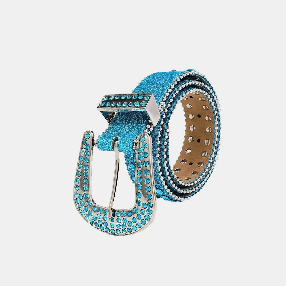 Rhinestone PU Leather Belt - Jeans Junction Online