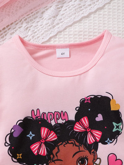 Children's Cartoon Graphic Top and Pants Set - Jeans Junction Online