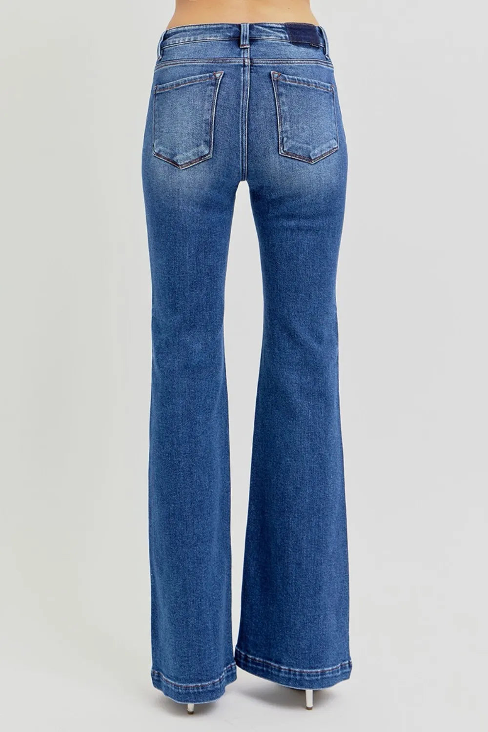 RISEN Full Size Low Rise Flare Jeans with Pockets - Jeans Junction Online