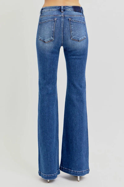 RISEN Full Size Low Rise Flare Jeans with Pockets - Jeans Junction Online