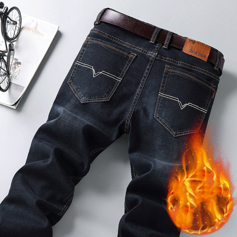New Men's Jeans Autumn And Winter Loose Straight Tube Plush - Jeans Junction Online