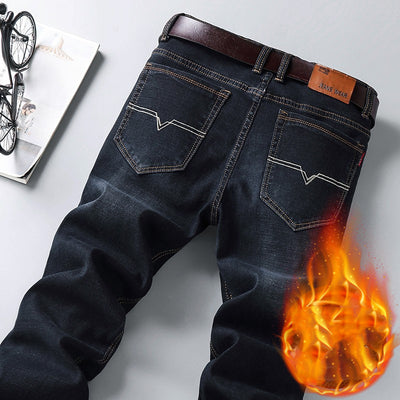New Men's Jeans Autumn And Winter Loose Straight Tube Plush - Jeans Junction Online