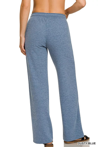 Zenana Ribbed Drawstring Lounge Pants - Jeans Junction Online