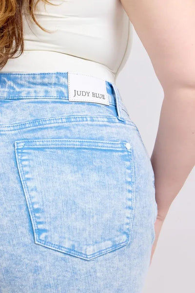 Judy Blue Plus Size Mid Rise Garment Dyed Denim Shorts - Jeans Junction Online