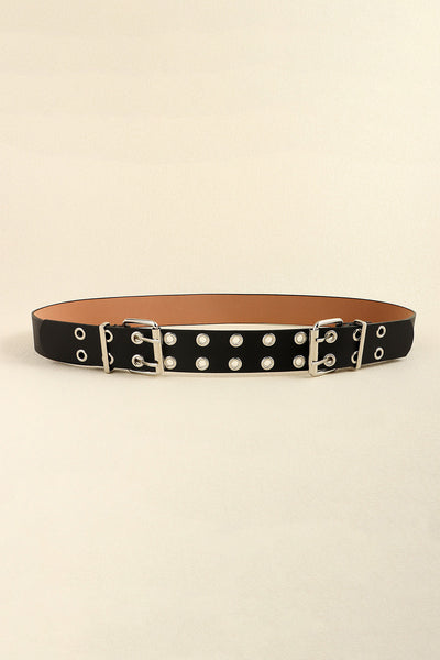 PU Leather Two Row Eyelet Belt - Jeans Junction Online