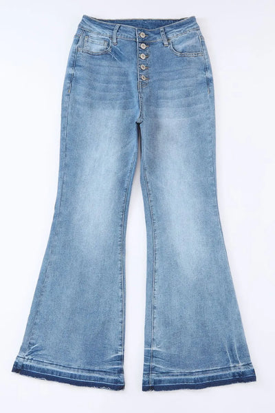 High Waist Button Fly Flared Jeans - Jeans Junction Online