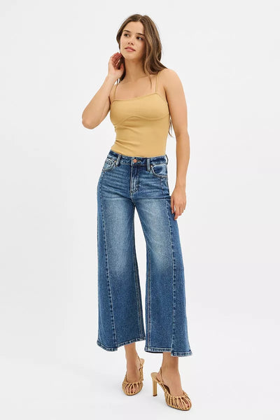 RISEN High Rise Crop Wide Leg Jeans with Step Hem - Jeans Junction Online