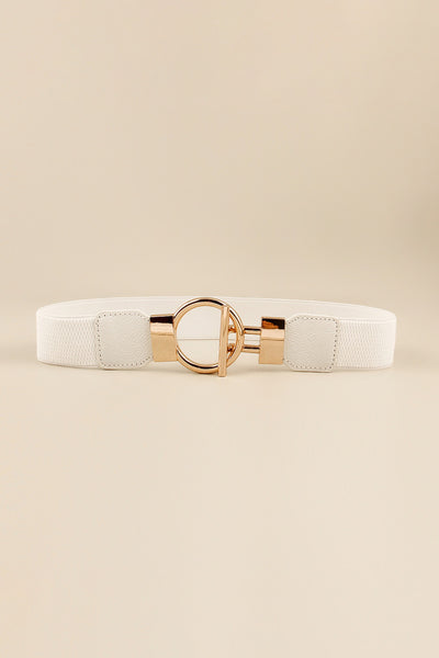 Circle Shape Buckle Zinc Alloy Buckle PU Leather Belt - Jeans Junction Online