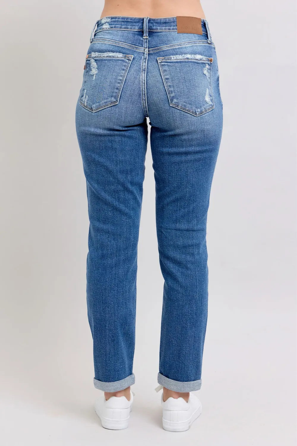 Judy Blue Full Size Button Fly Distressed Jeans with Pockets Plus Size - Jeans Junction Online
