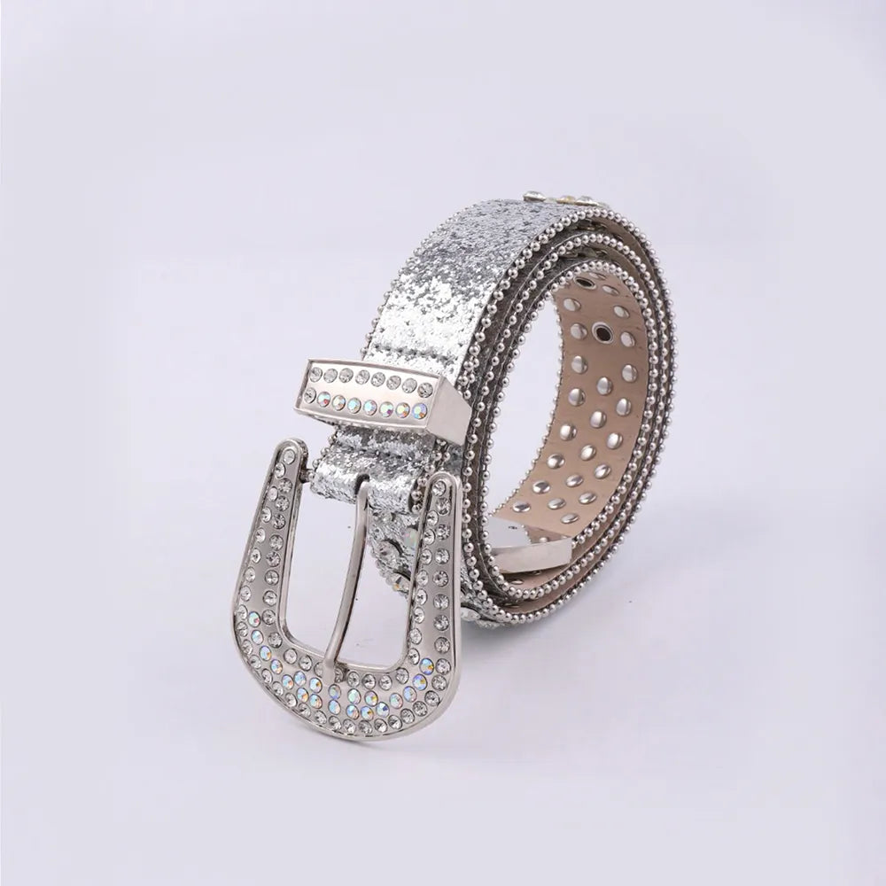 PU Leather Rhinestone Belt - Jeans Junction Online