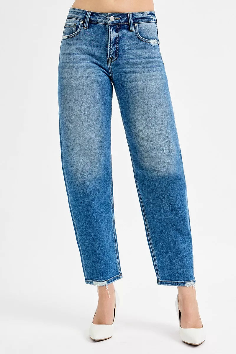 RISEN Tummy Control High Rise Ankle Slim Barrel Jeans - Jeans Junction Online 