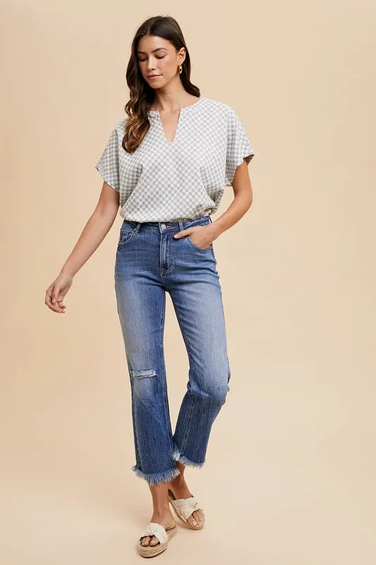 Annie Wear Distressed Raw Hem Straight Leg Cropped Jeans - Jeans Junction Online