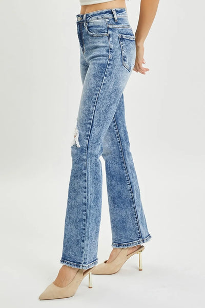 RISEN Full Size High Rise Distressed Flare Jeans - Jeans Junction Online