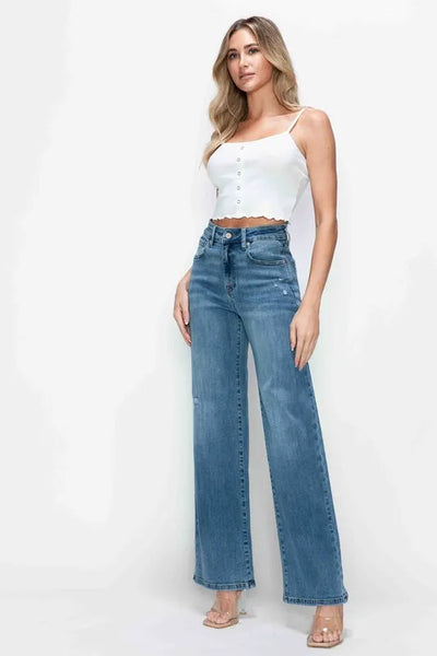 bytos Full Size High Rise Wide Leg Jeans with Pockets - Jeans Junction Online
