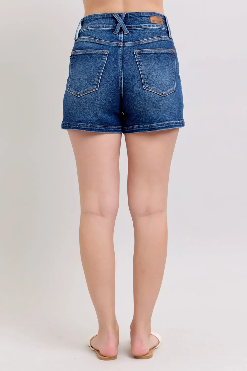 Judy Blue Full Size Double Button Waistband Denim Shorts Plus Size - Jeans Junction Online