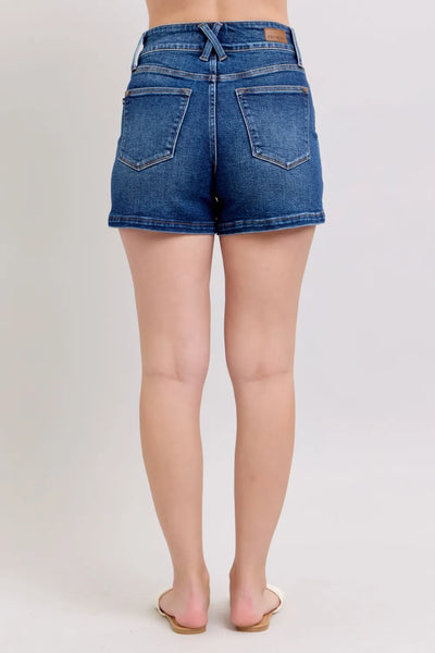 Judy Blue Full Size Double Button Waistband Denim Shorts Plus Size - Jeans Junction Online
