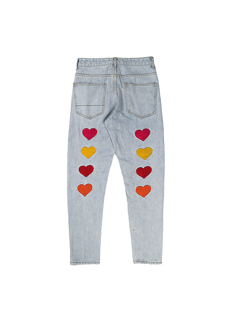 Love Embroidered Fitted Straight Leg Jeans - Jeans Junction Online