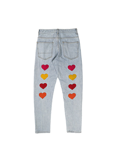 Love Embroidered Fitted Straight Leg Jeans - Jeans Junction Online