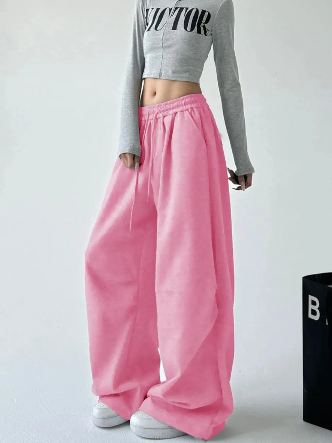 Oversized Wide Leg Drawstring Pants - Jeans Junction Online