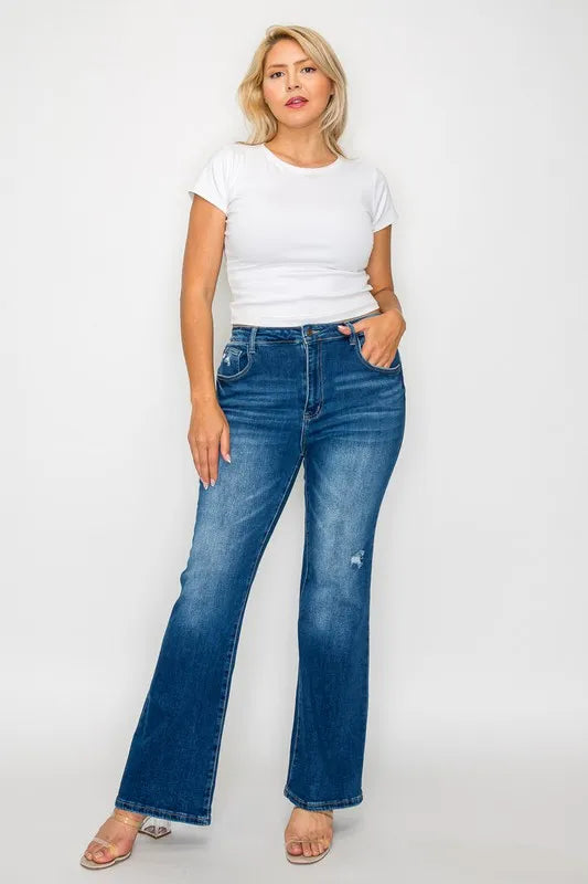 bytos Full Size High Rise Bootcut Jeans with Pockets - Jeans Junction Online
