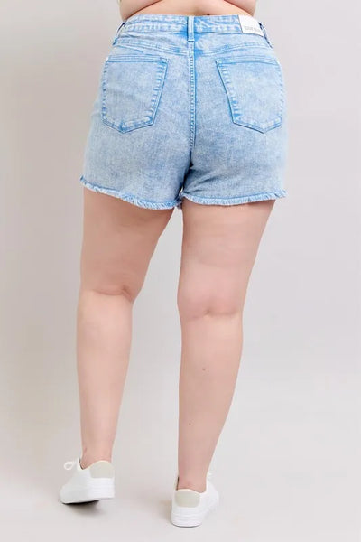 Judy Blue Plus Size Mid Rise Garment Dyed Denim Shorts - Jeans Junction Online