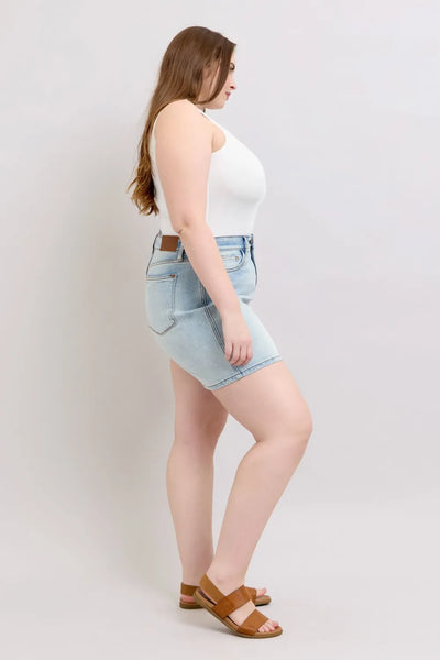 Judy Blue Full Size 2 Button Denim Shorts with Pockets Plus Size - Jeans Junction Online