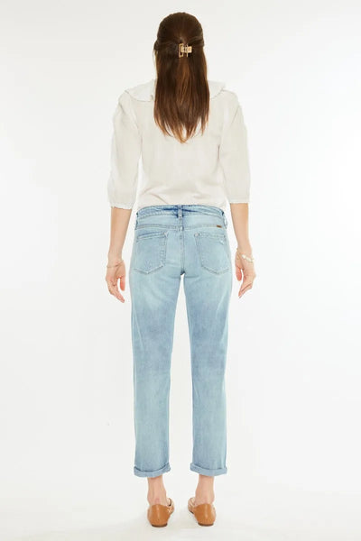 Kancan Mid Rise Distressed Boyfriend Fit Jeans - Jeans Junction Online