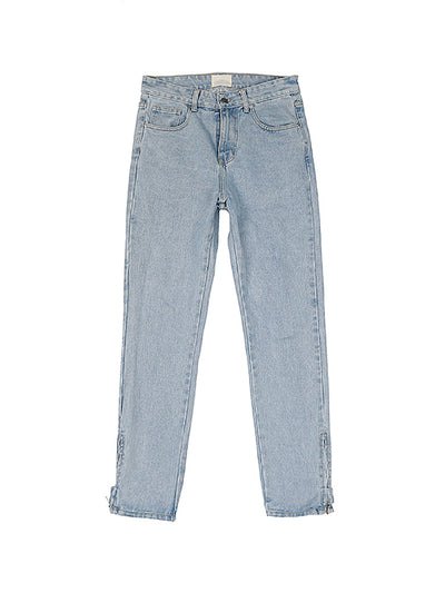 Retro Nostalgic Blue Zipper Button Straight-leg Jeans - Jeans Junction Online