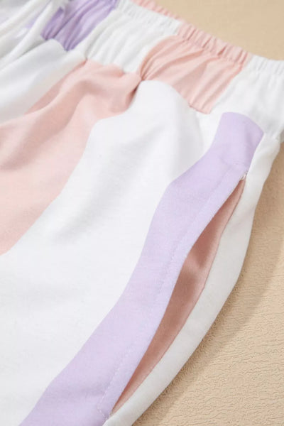 Stripe Multicolored Print Drawstring Loose Pants with Side Pockets - Jeans Junction Online