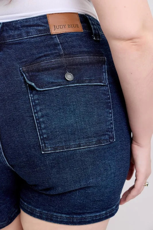 Judy Blue Plus Size High Waist Back Flap Pocket Denim Shorts - Jeans Junction Online