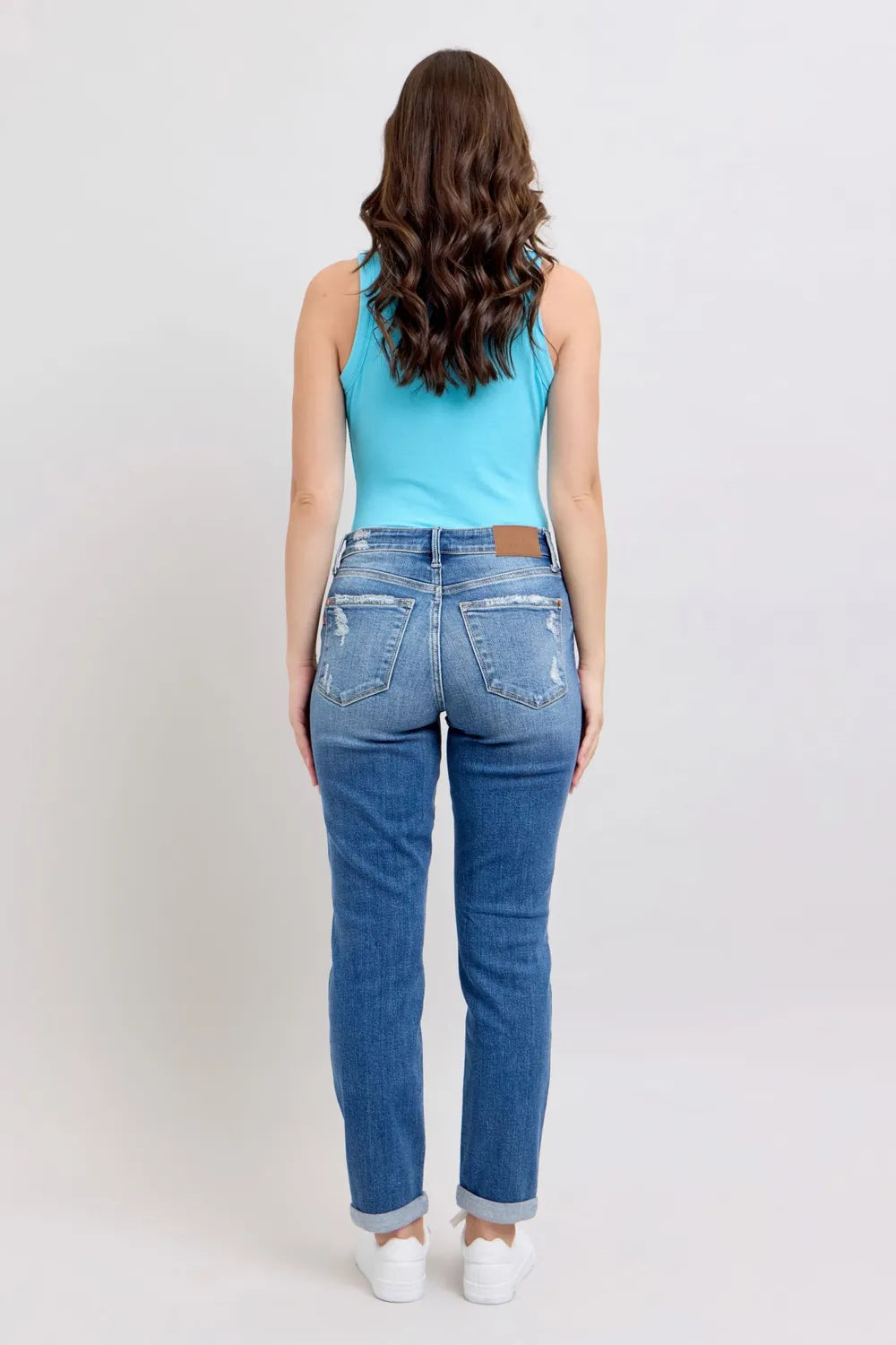 Judy Blue Full Size Button Fly Distressed Jeans with Pockets Plus Size - Jeans Junction Online