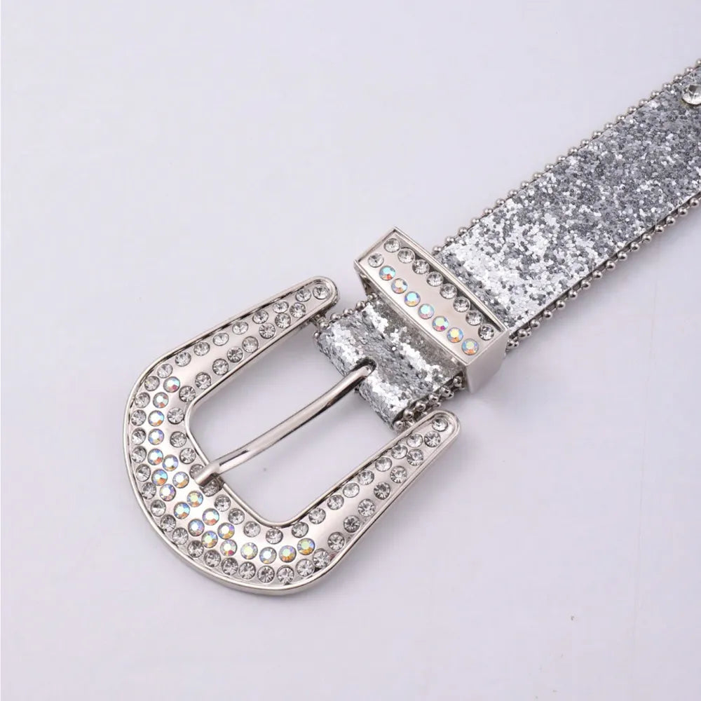 PU Leather Rhinestone Belt - Jeans Junction Online