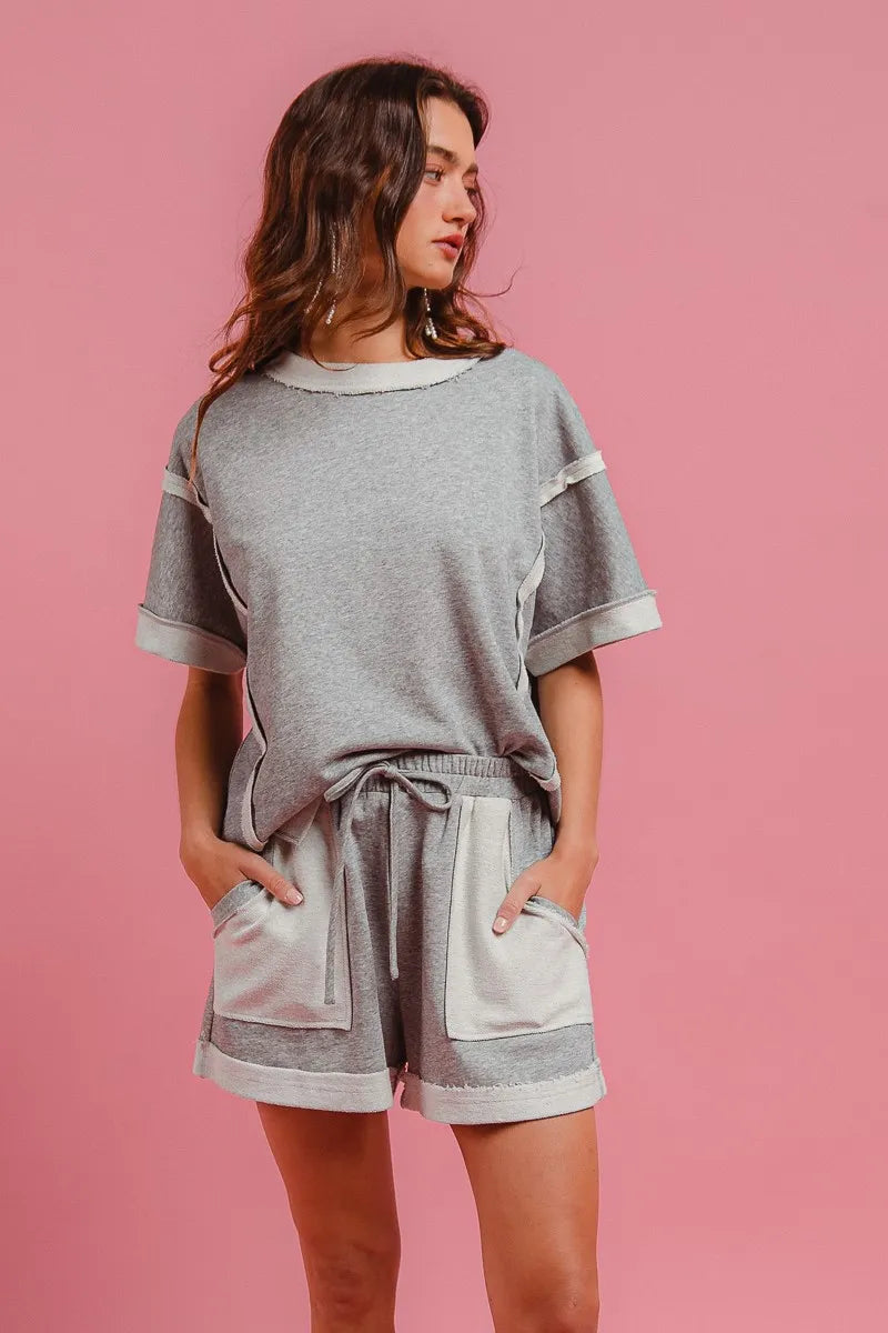 BiBi French Terry Knit Shorts with Side Pocket - Jeans Junction Online