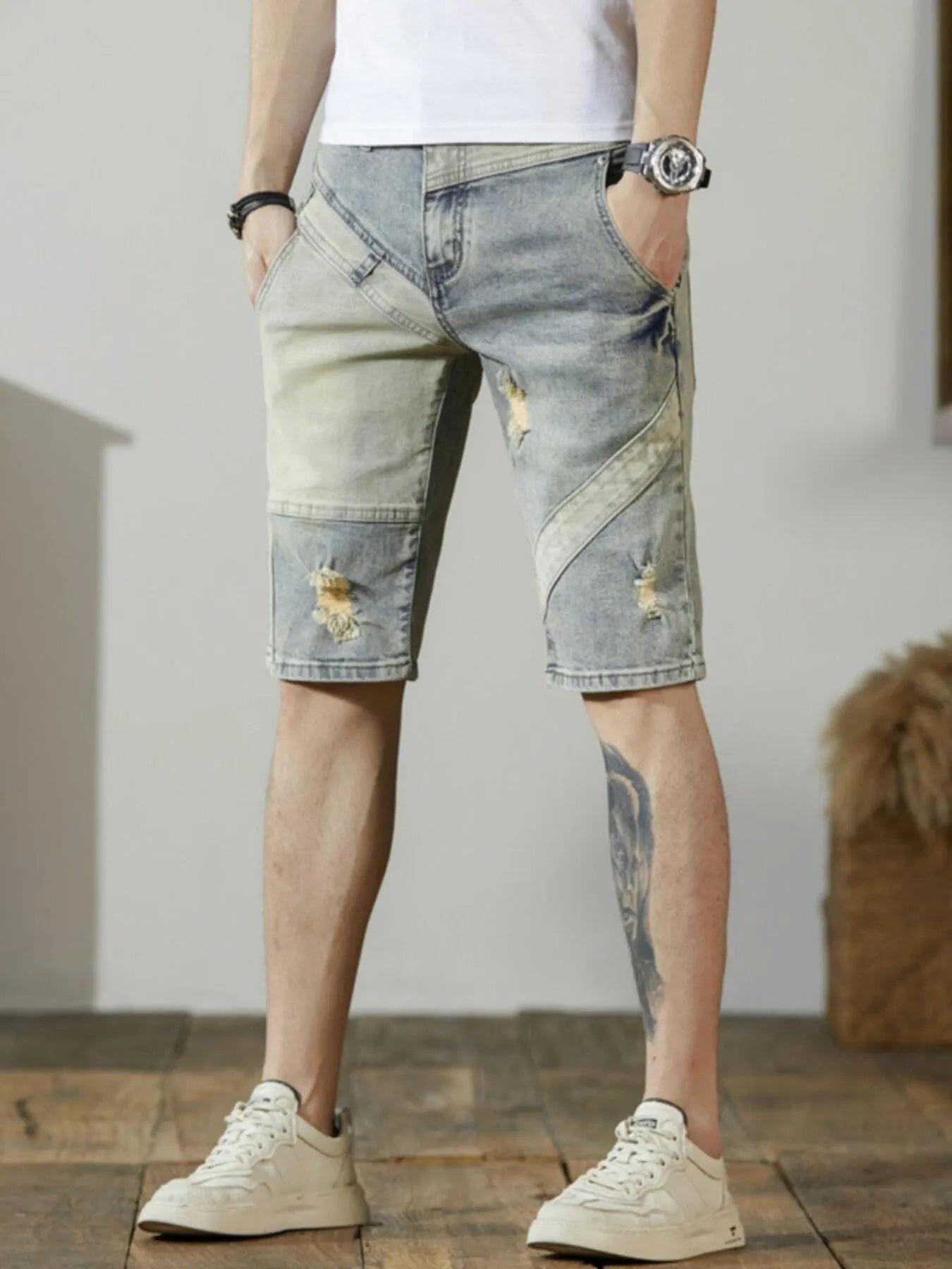 Men's Distressed Wash Denim Shorts - Jeans Junction Online