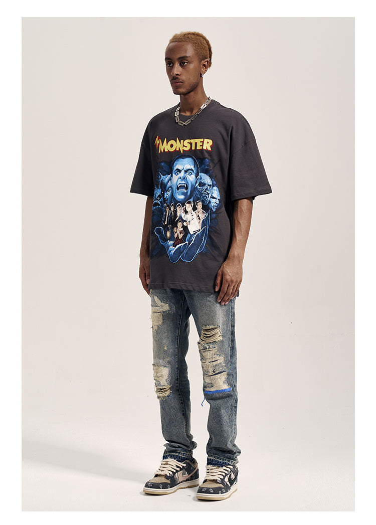 Havoc Blue Line Washed Distressed Men's VIBE Straight Jeans - Jeans Junction Online